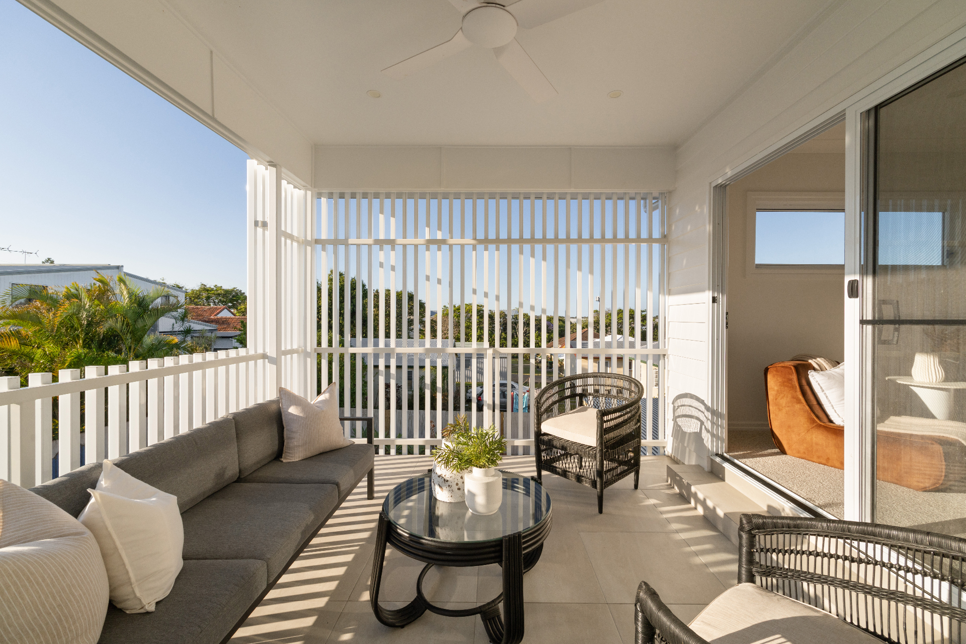 Covered verandah with battened privacy screen, Geebung